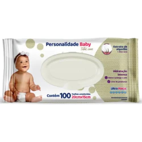Imagem de Lenço Umedecido Personalidade Baby Aloe Vera sem Álcool Puxa Fácil 100 unidades