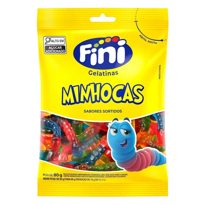 Imagem de Bala De Gelatina Fini Sortida Minhocas 90g