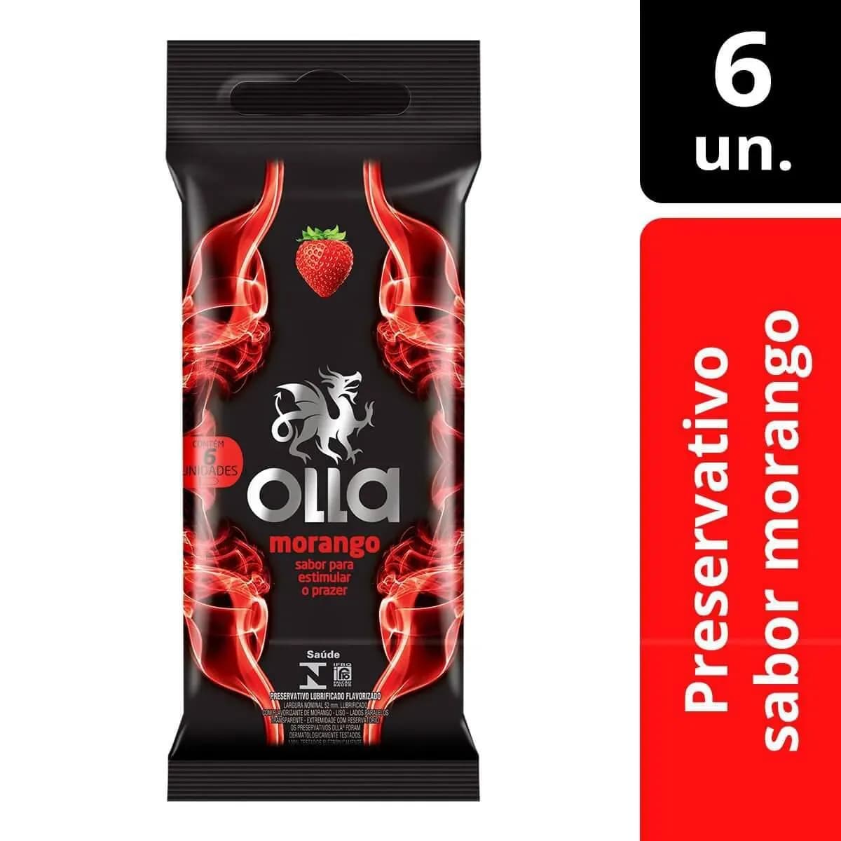 Imagem de Camisinha Olla Morango com 6 unidades