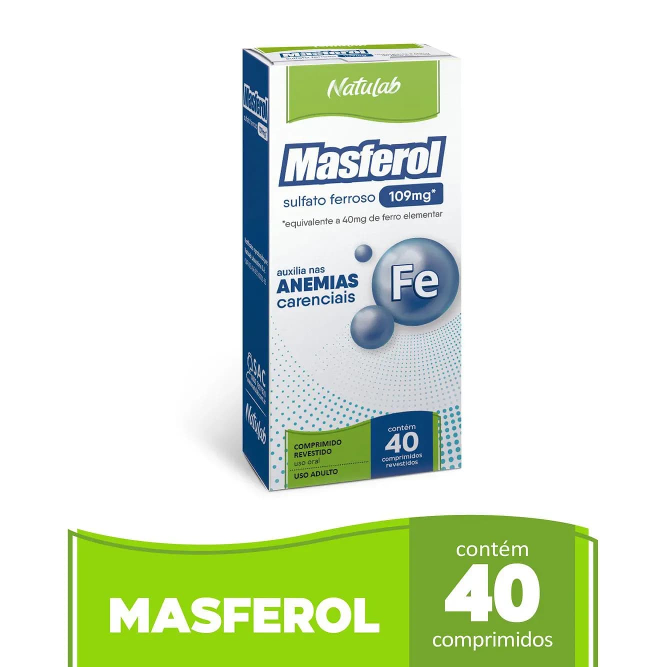 Imagem de Ferro Masferol 109mg 40 comprimidos