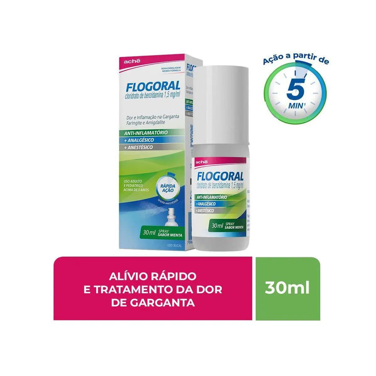 Imagem de Spray para Garganta Flogoral Sabor Menta 30ml