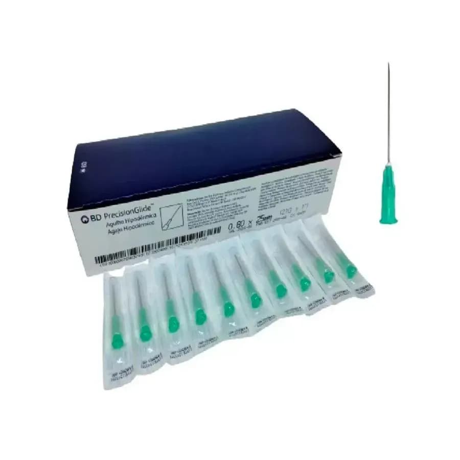 Imagem de Agulha Hipodermica Descartavel 25 X 8 (22Gx 1") C/ 100 Unidades Verde - Bd