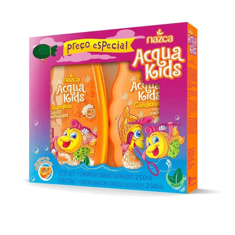 Imagem de Shampoo + Condicionador Acqua Kids 250ml Cacheados