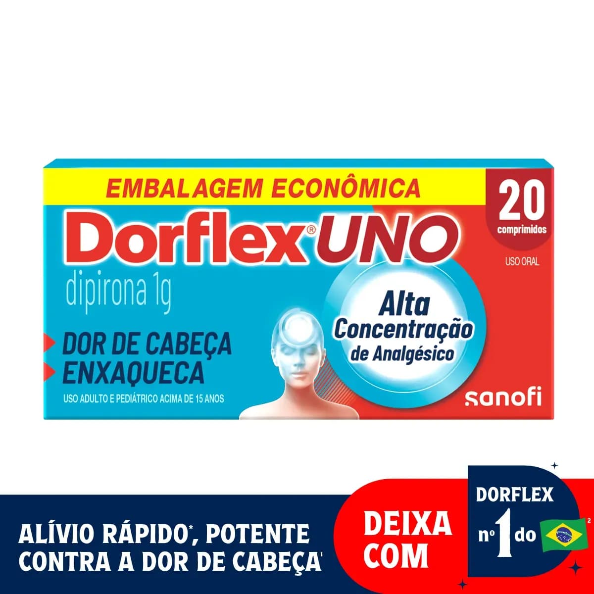 Imagem de Dorflex UNO Dipirona 1g 20 comprimidos