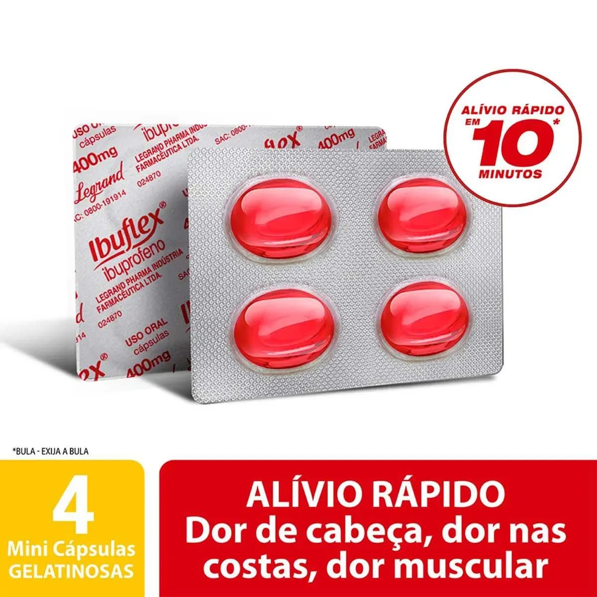 Imagem de Ibuflex Ibuprofeno 400mg 4 cápsulas
