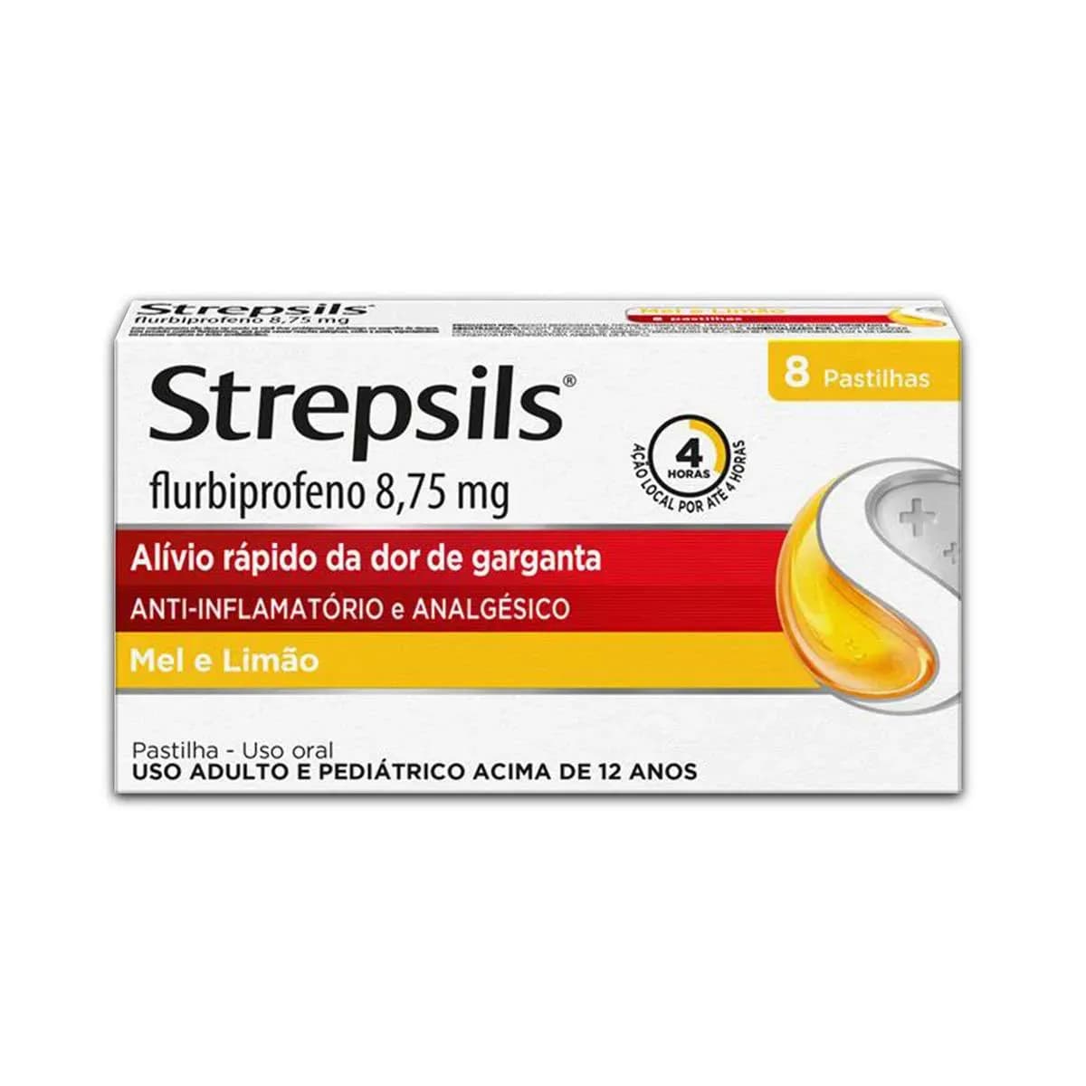 Imagem de Pastilhas para Garganta Strepsils Sabor Mel e Limão 8 unidades