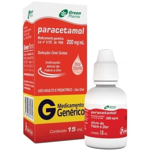 Imagem de Paracetamol Greenpharma 200mg/mL, caixa com 1 frasco gotejador com 15mL de solução de uso oral