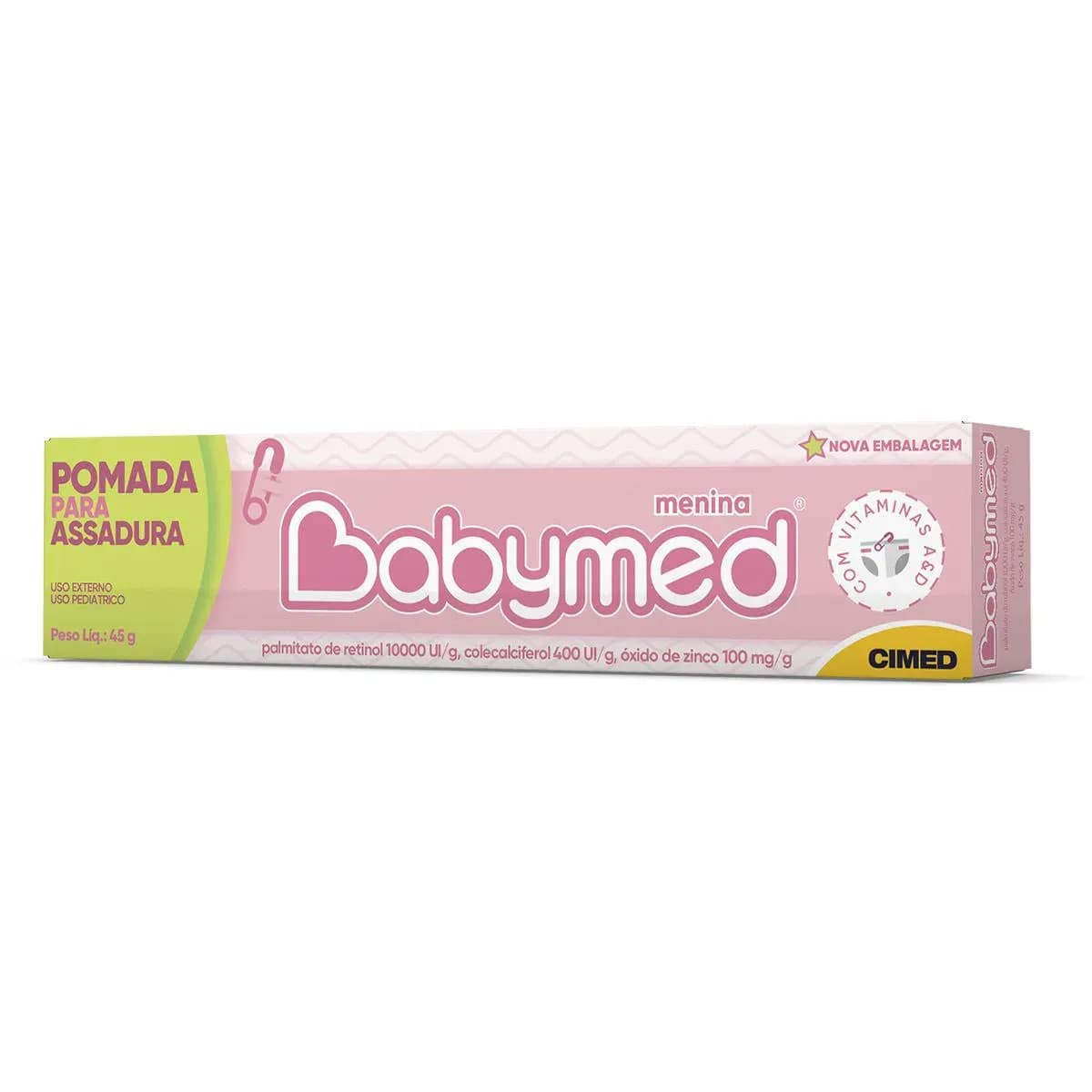 Imagem de Pomada para Assaduras Babymed Menina Palmitato de Retinol 10000UI/g + Colecalciferol 400 UI/g + Zinco 100mg/g 45g