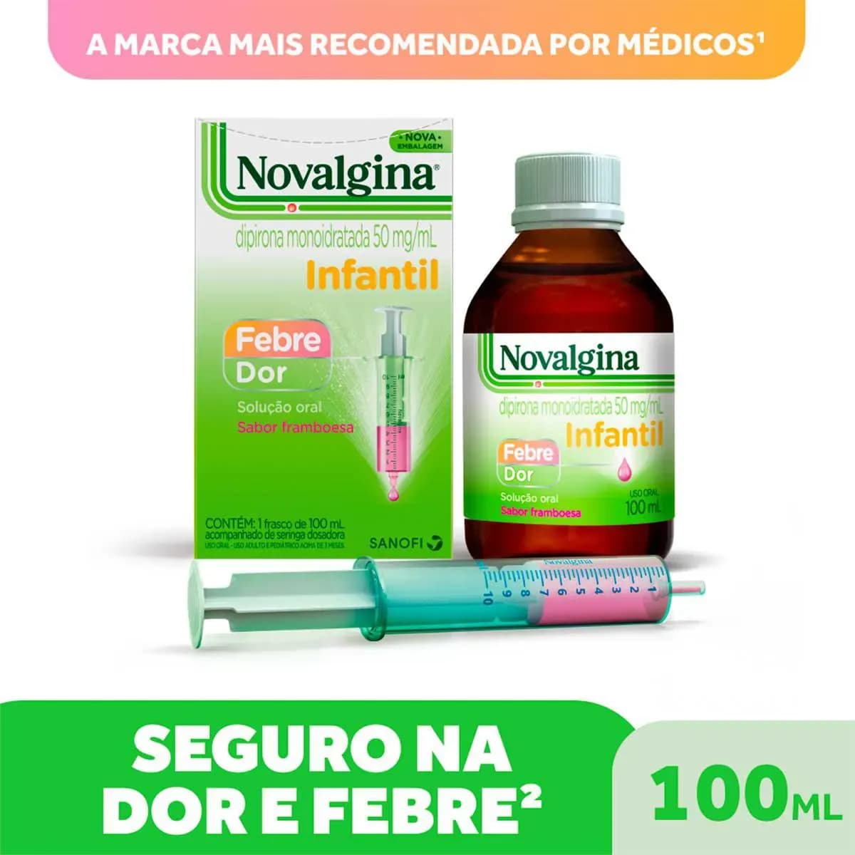 Imagem de Novalgina Infantil Dipirona 50mg/ml Solução Oral 100ml + Seringa Dosadora