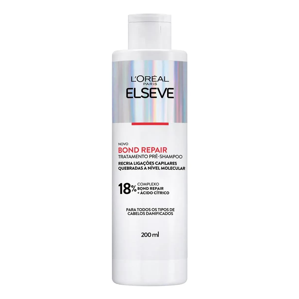 Imagem de Pré-Shampoo Elseve Bond Repair Tratamento para Cabelos Danificados Reparação Molecular com 18% de Ácido Cítrico 200ml