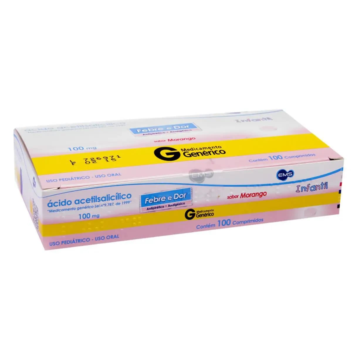 Imagem de Ácido Acetilsalicílico 100mg 100 comprimidos EMS Genérico