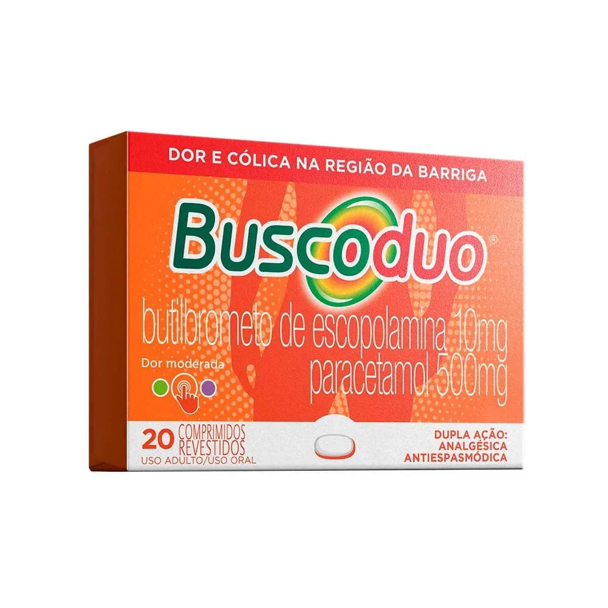 Imagem de Buscoduo Paracetamol 500mg + Butilbrometo de Escopolamina 10mg 20 comprimidos