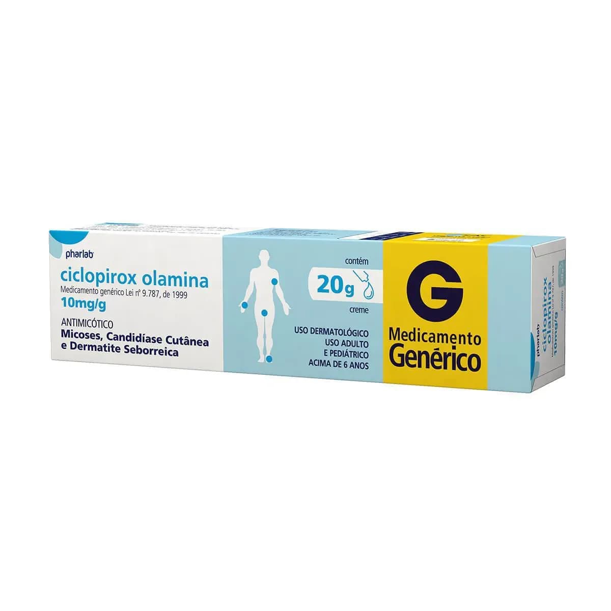 Imagem de Ciclopirox Olamina 10mg/g Creme Dermatológico 20g Pharlab Genérico