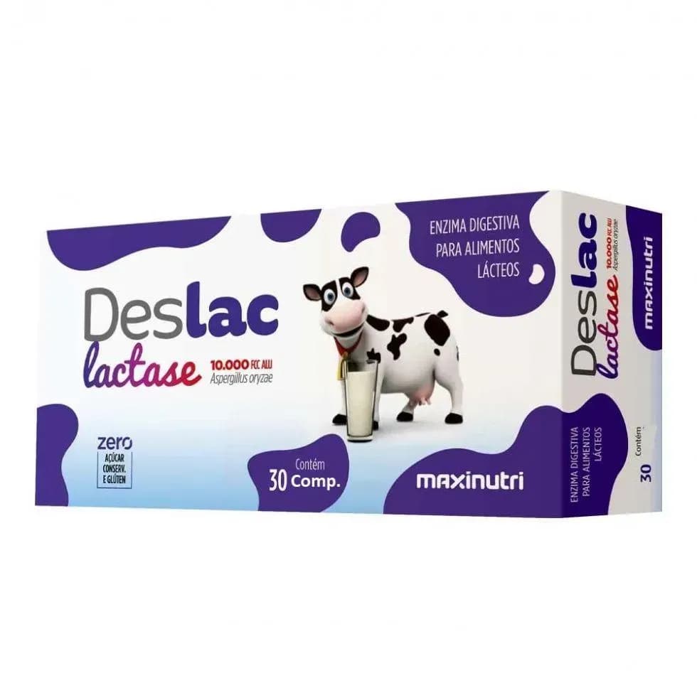 Imagem de Deslac Lactase 10.000 Fcc Mastigável (30 Comp) - Padrão: Único