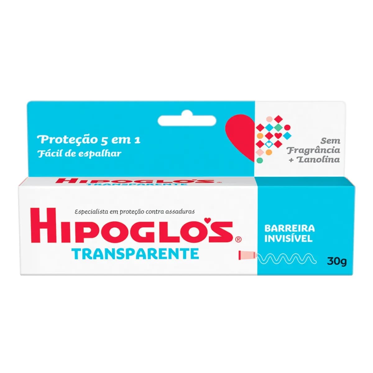 Imagem de Creme para Assaduras Hipoglós Transparente 5 em 1 Sem Fragrância Lanolina 30g