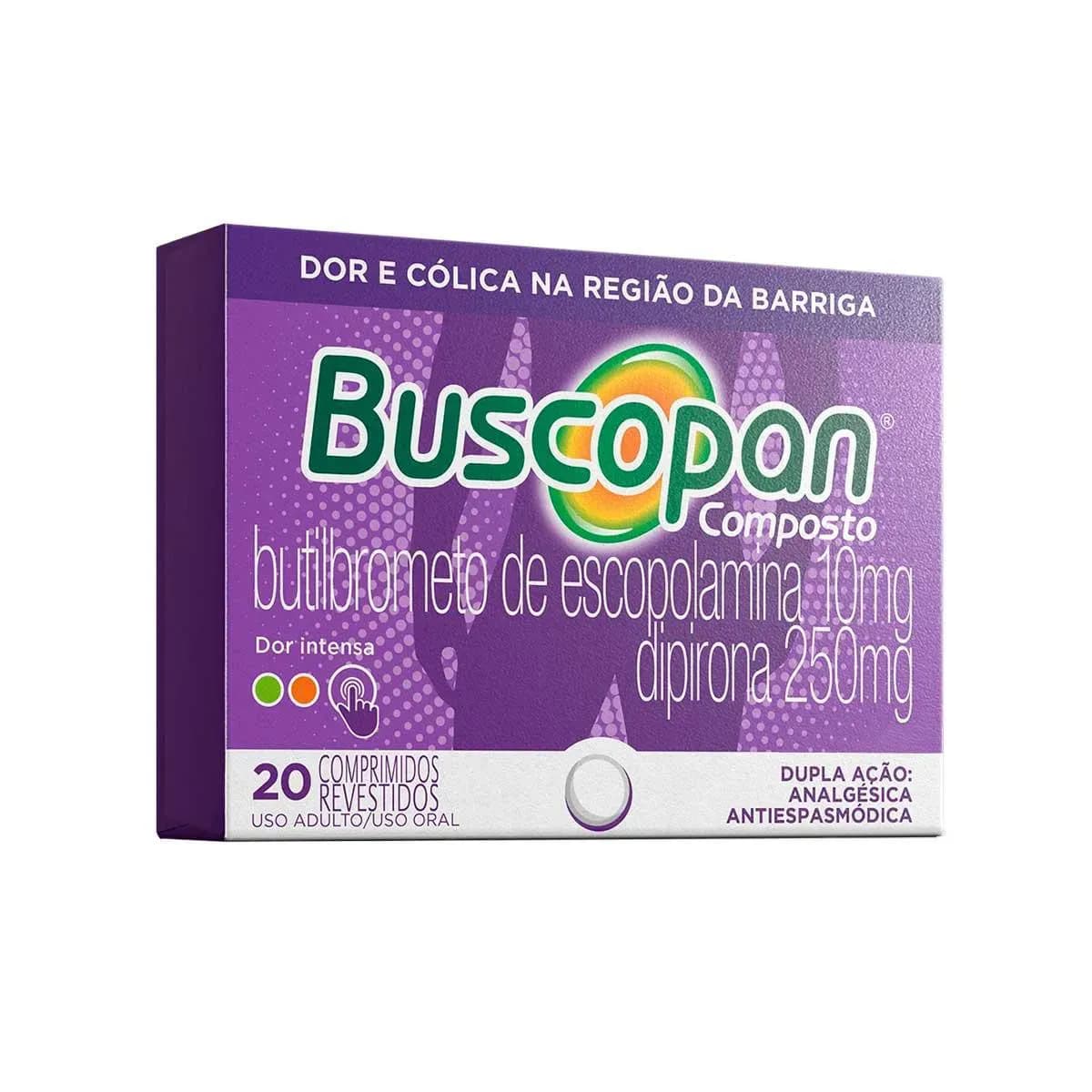 Imagem de Buscopan Composto Butilbrometo de Escopolamina 10mg + Dipirona Sódica 250mg 20 comprimidos