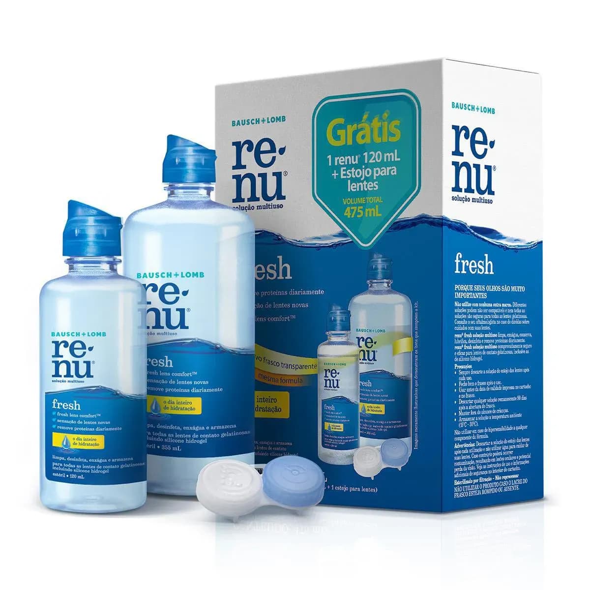 Imagem de Kit Renu Fresh para Lentes Solução 355ml + Solução com 120ml + Estojo para Lentes