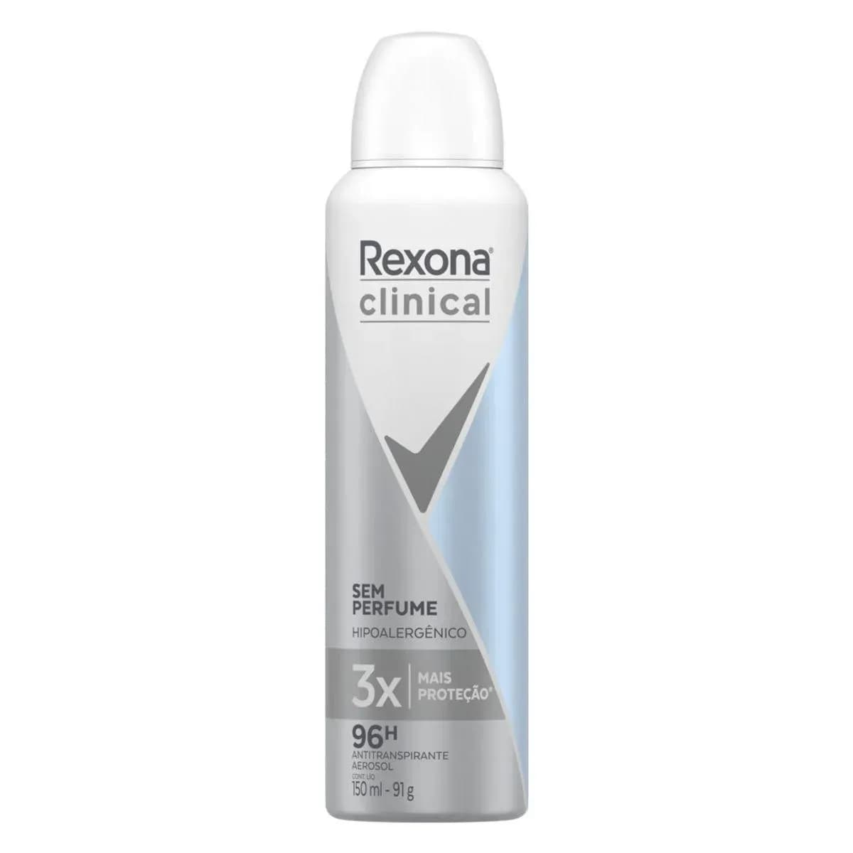 Imagem de Desodorante Antitranspirante Aerosol Rexona Clinical Sem Perfume 96h 150ml
