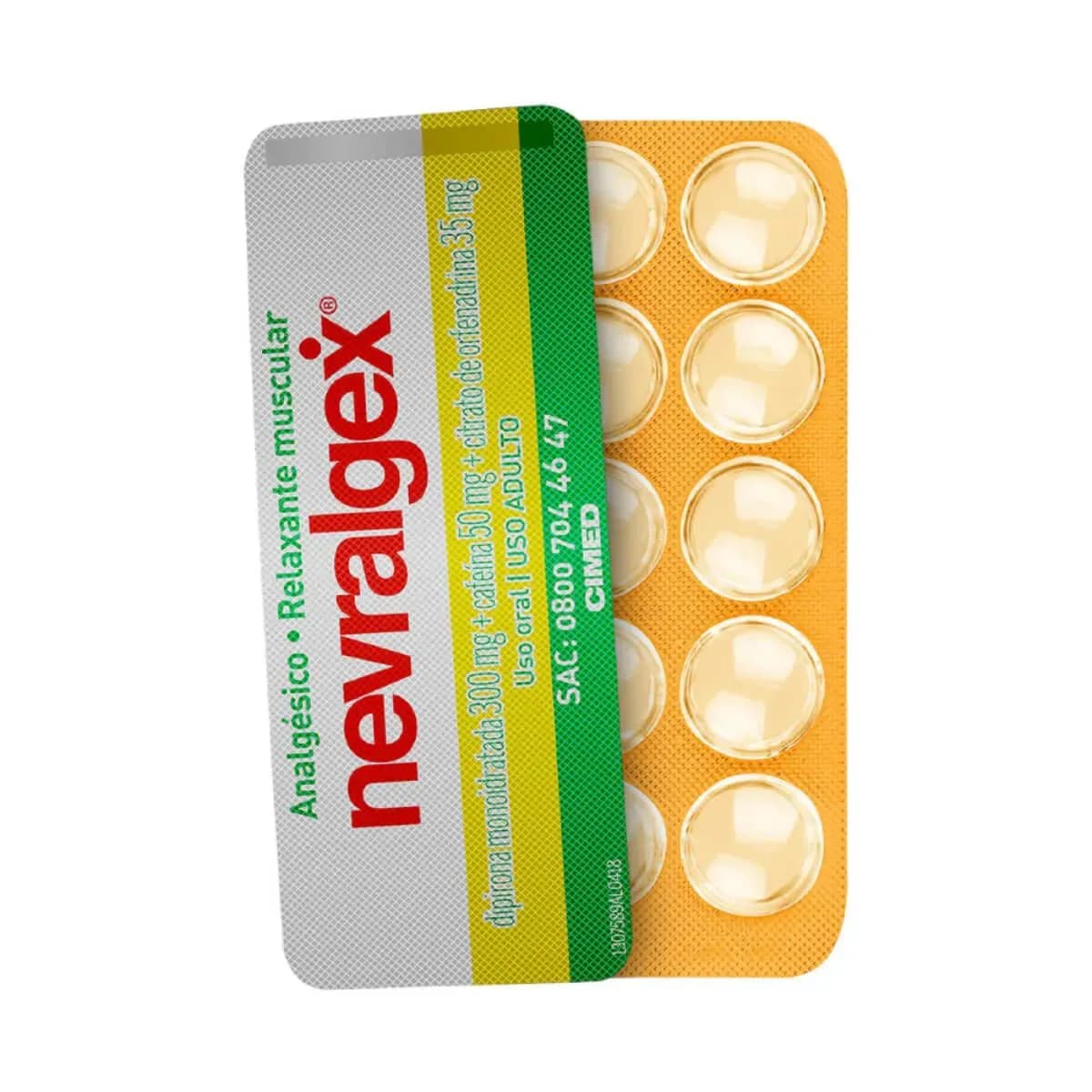 Imagem de Nevralgex Dipirona Monoidratada 300mg + Cafeína 50 mg + Citrato de Orfenadrina 35 mg 10 comprimidos