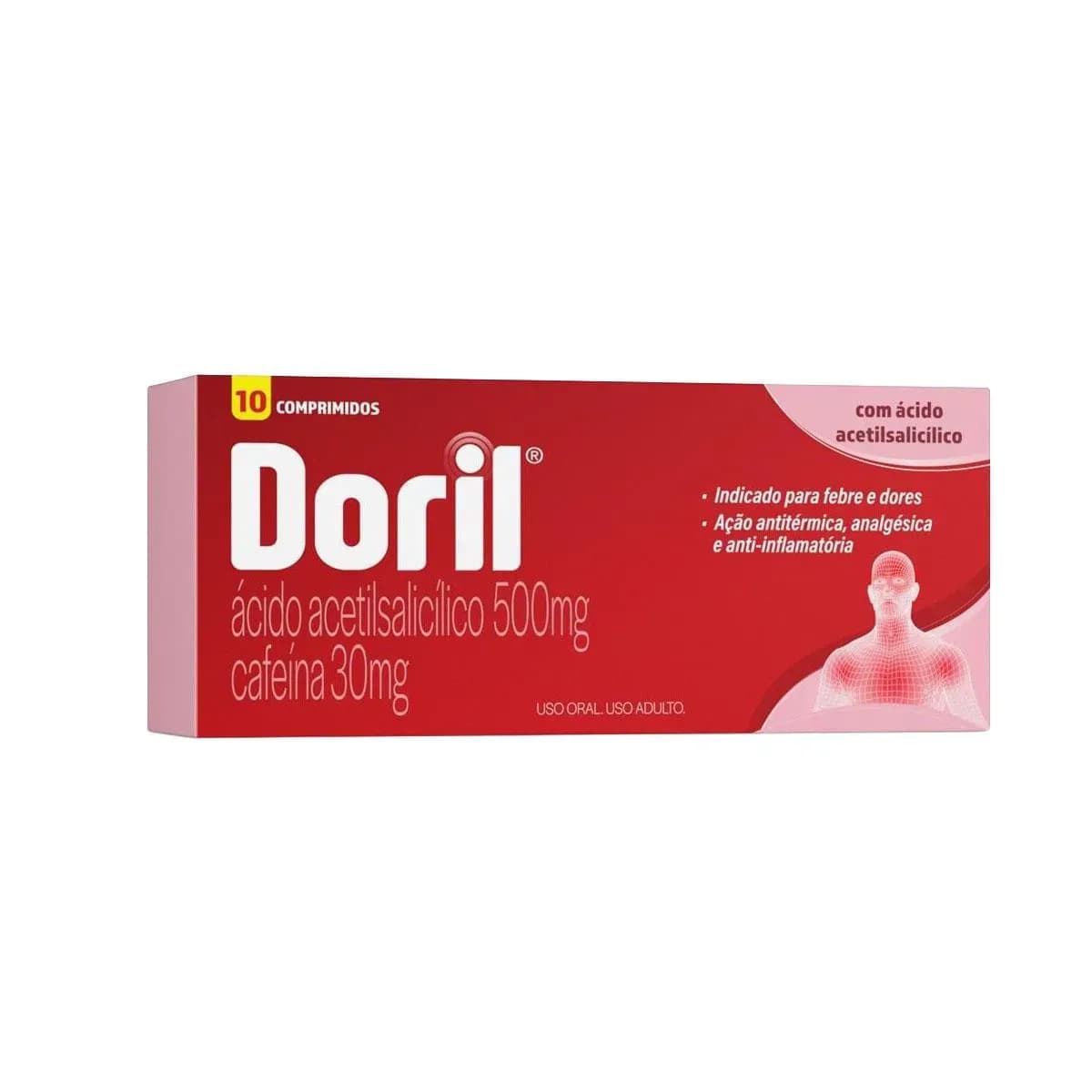 Imagem de Doril Ácido Acetilsalicílico 500mg + Cafeína 30mg - 10 comprimidos