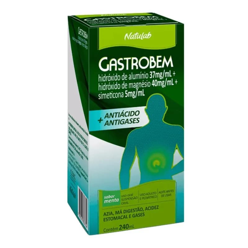 Imagem de Hidróxido De Alumínio + Hidróxido De Magnésio + Simeticona Gastrobem Sabor Menta 240ml
