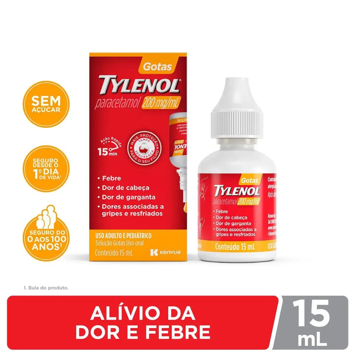 Imagem de Tylenol Paracetamol 200mg/ml Solução Gotas 15ml